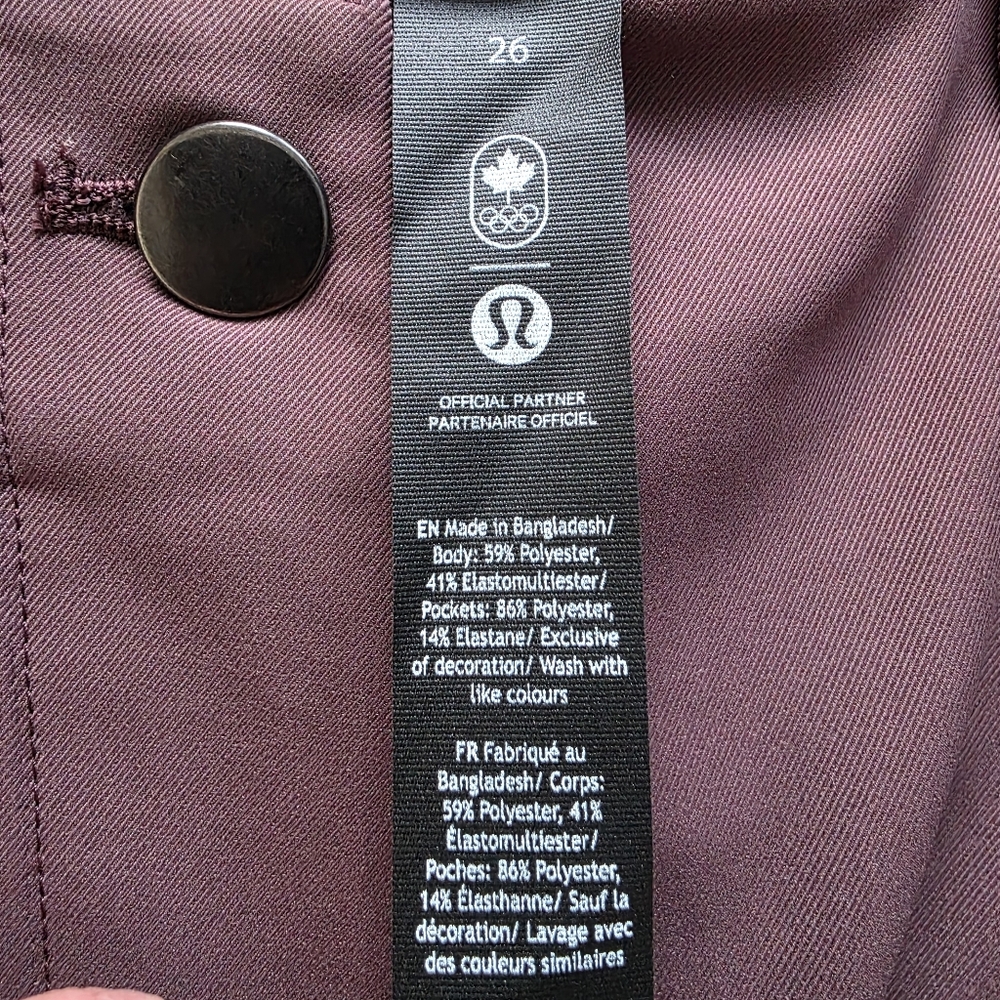 Lululemon Carpenter HR Pant TCA Water Repellent Barrel Leg Pants Brown Size 26 - Picture 9 of 10